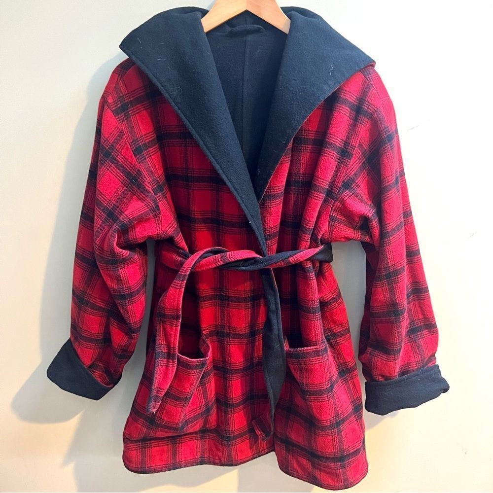 Karen Kane wool blend Buffalo plaid jacket L/XL